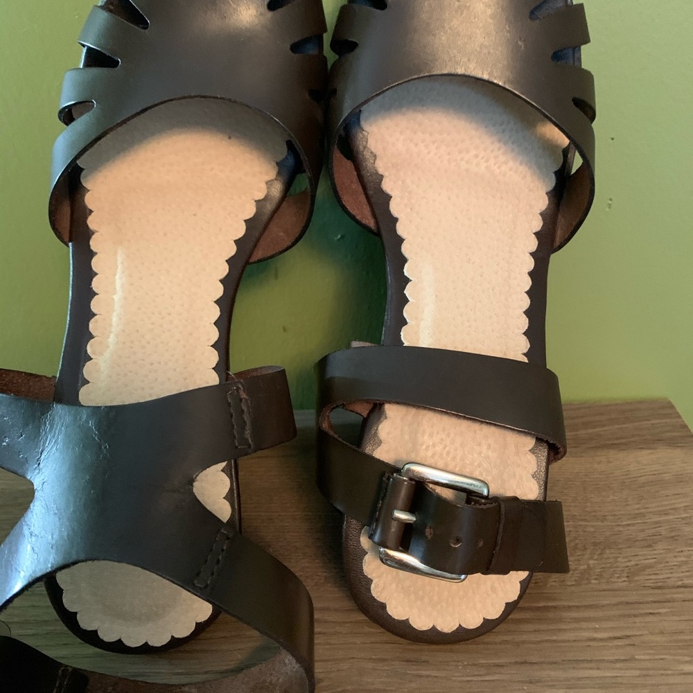 Gorgeous brown leather Mango wedges - Picture 8 of 13